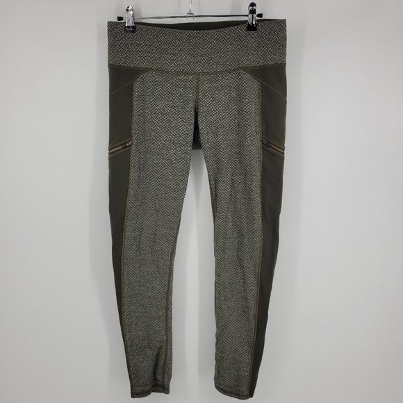 Athleta Womens Dark Green Green Criss Cross Drifter Tights Size M - Picture 2 of 10